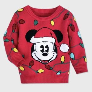 DISNEY MICKEY MOUSE & FRIENDS HOLIDAY SWEATER - RED SIZE 6-9 MONTHS (NEW)